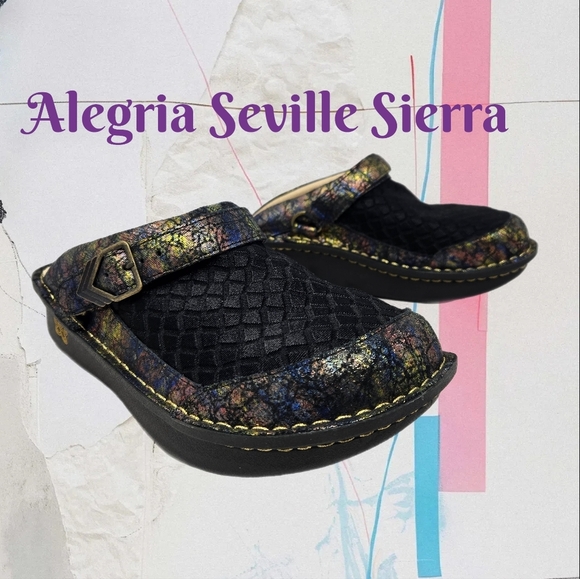 Alegria Seville Sierra Clog Sz 40=9.5 to 10 Colorful Leather & Fabric Upper - Picture 1 of 14